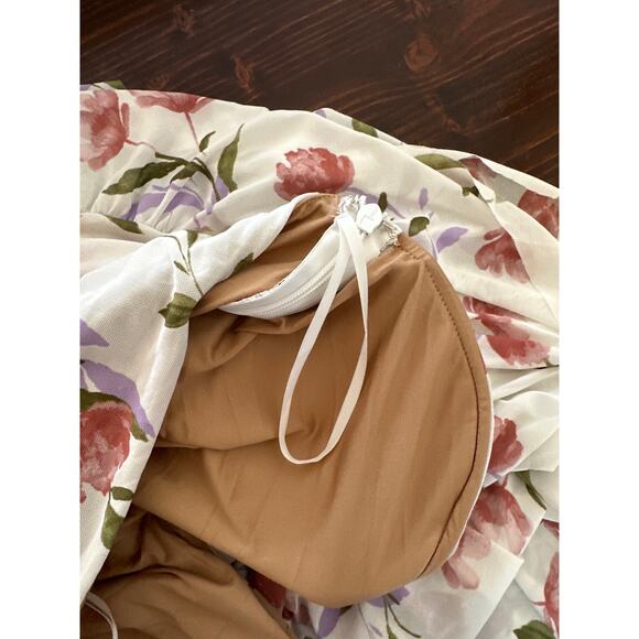 JLUXLABLE Strapless Dress L Floral Y2K 90's Fairy Ruched Asymmetrical - Picture 16 of 16